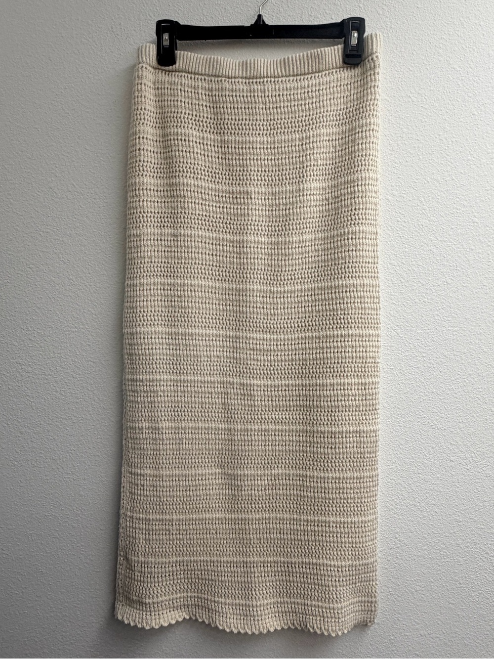 Freshman 1996 Cream Crochet Knit midi boho Pencil Skirt - Women size large